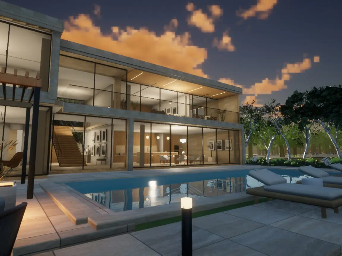 Villa Linden · The villa at dusk